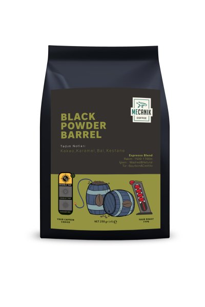 MECANIK COFFEE BLACK POWDER BARREL (ESPRESSO) 250g