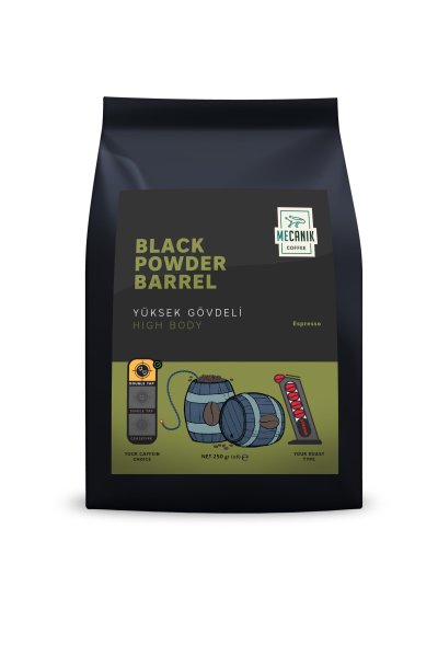 MECANIK COFFEE BLACK POWDER BARREL (ESPRESSO) 250g